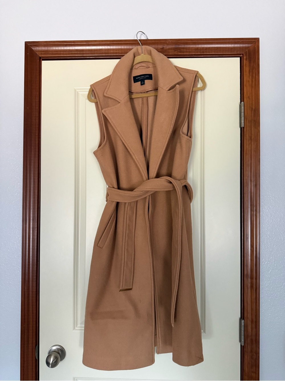 Marc New York Sleeveless Belted Coat in Camel